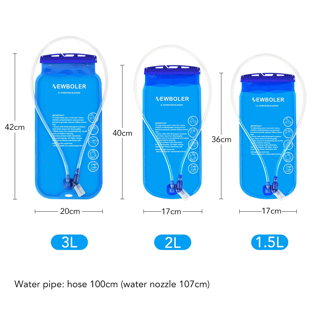 NEWBOLER Water Bladder Water Reservoir Hydration Pack Storage Bag BPA Free -1.5L 2L 3L Running Hydration Vest Backpack