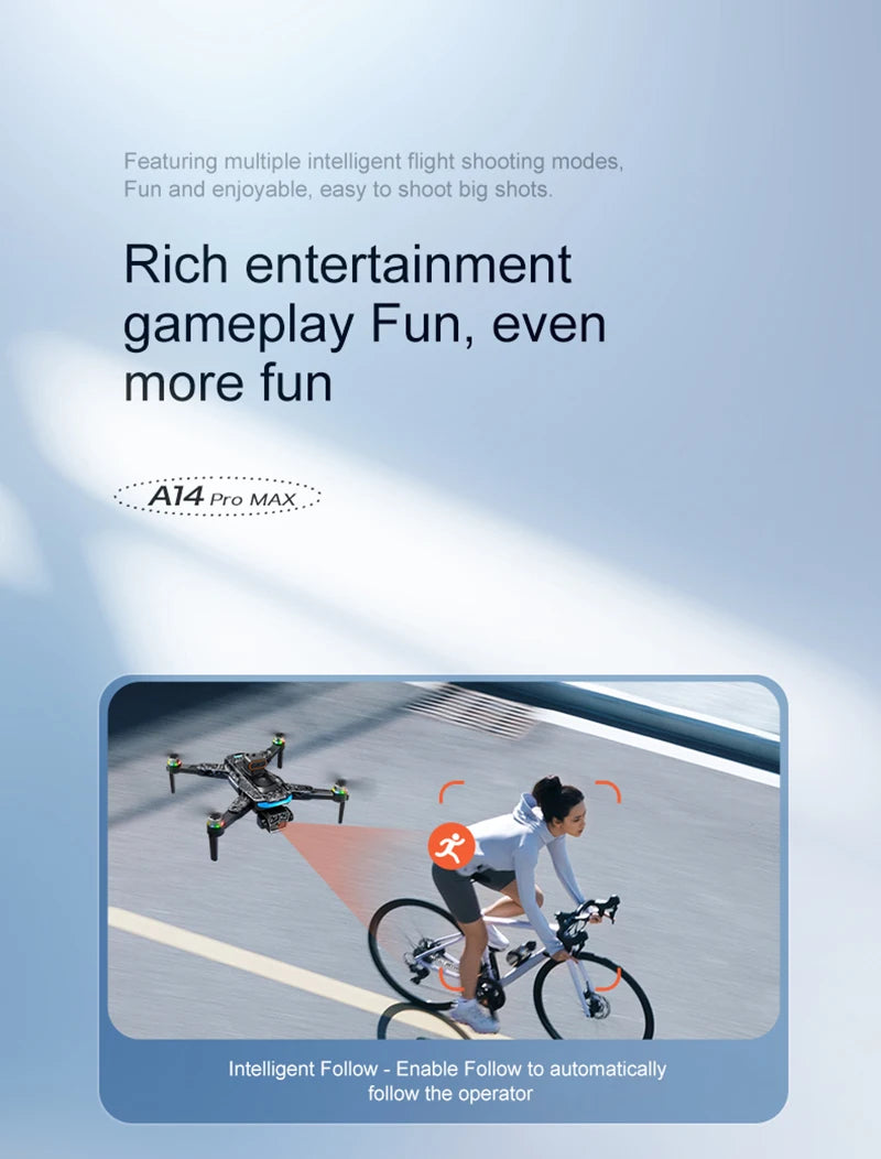 A14Pro Max Drone 8K HD Three Camera GPS Brushless Optical Flow Obstacle Avoidance 4.5-inch large screen UAV RC 18000M