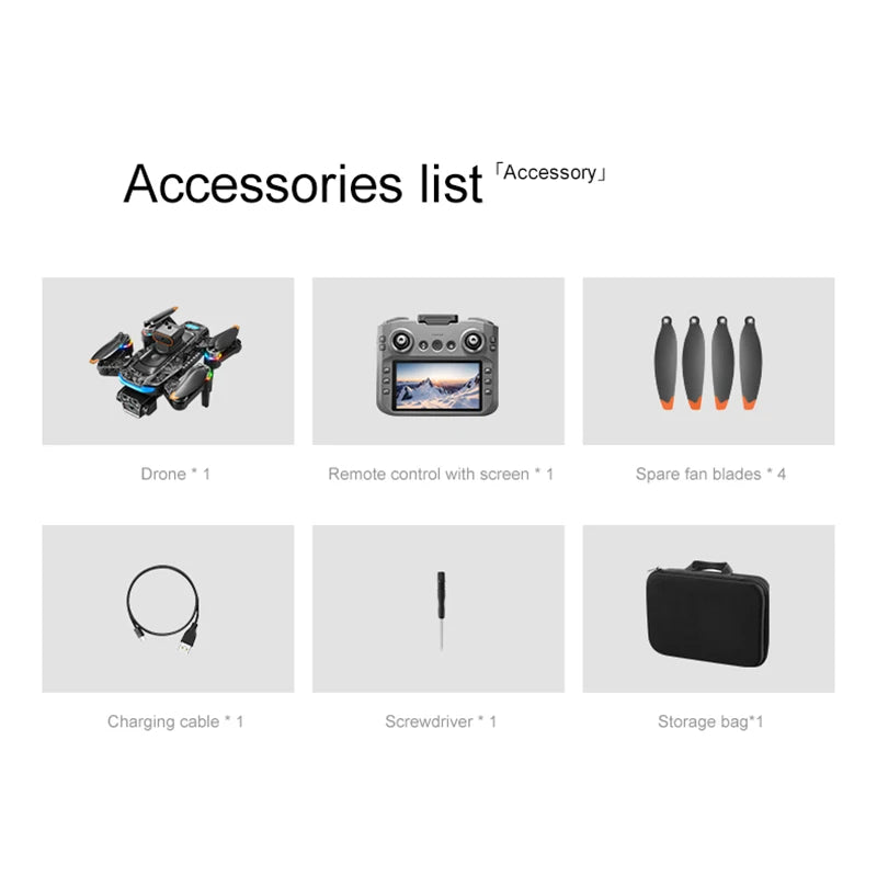 A14Pro Max Drone 8K HD Three Camera GPS Brushless Optical Flow Obstacle Avoidance 4.5-inch large screen UAV RC 18000M