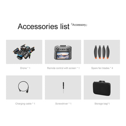 A14Pro Max Drone 8K HD Three Camera GPS Brushless Optical Flow Obstacle Avoidance 4.5-inch large screen UAV RC 18000M