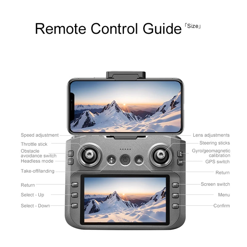 A14Pro Max Drone 8K HD Three Camera GPS Brushless Optical Flow Obstacle Avoidance 4.5-inch large screen UAV RC 18000M